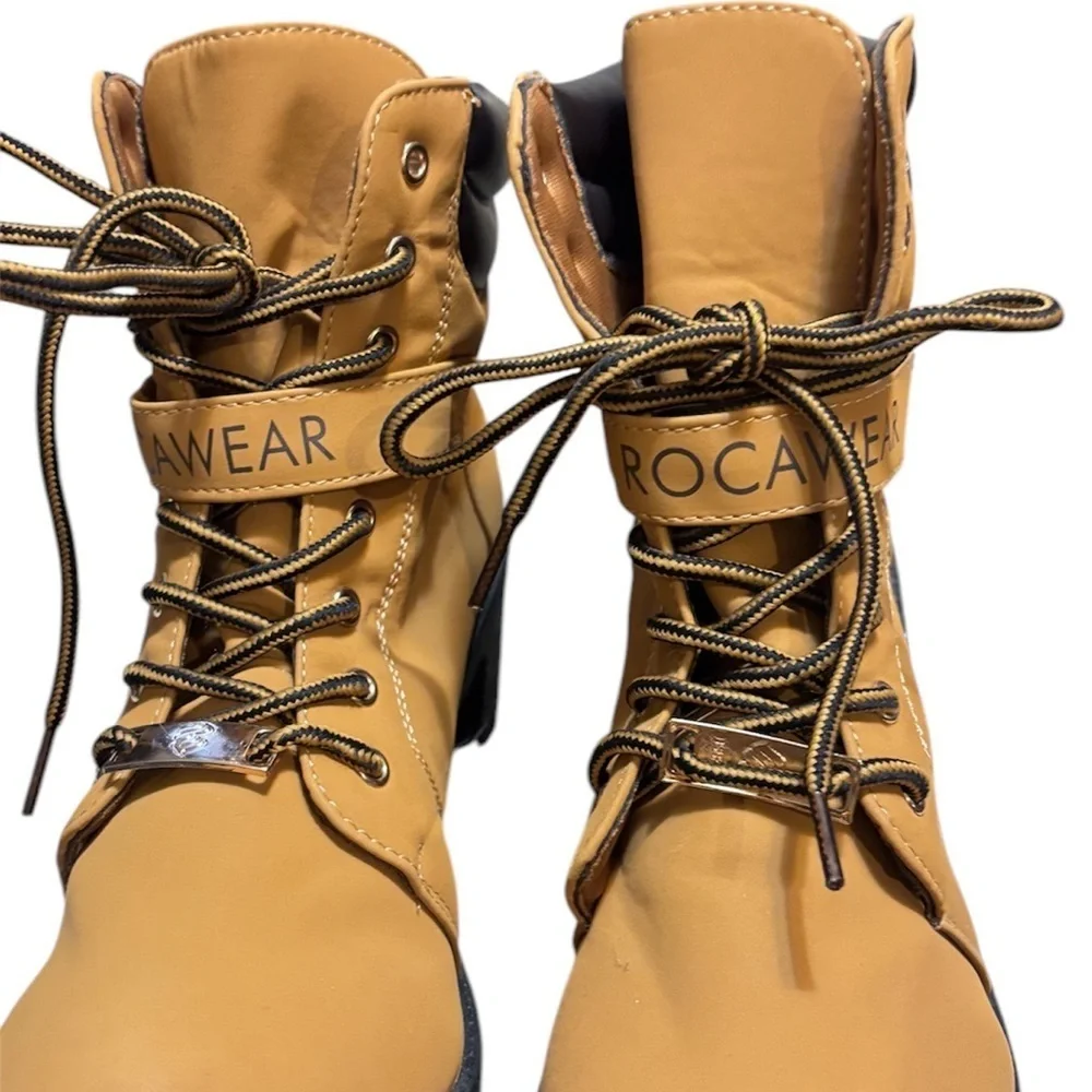 Rocawear synthetic tan lace up boots